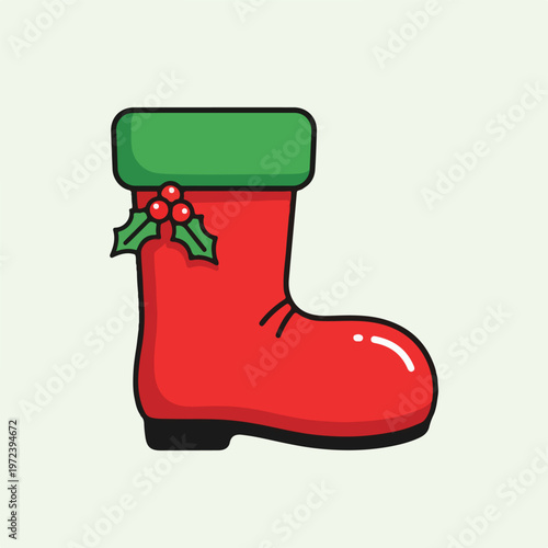 Red Christmas Stocking with Green Cuff.