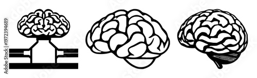 Deep learning architecture set with solid black icon design featuring neural network, layers, and nodes with data processing and artificial intelligence