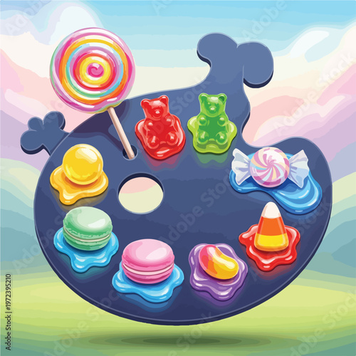 Colorful sweets on a palette 1.