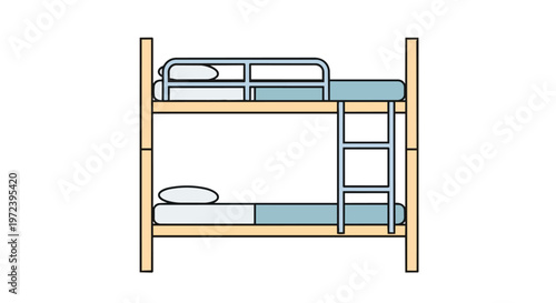 Minimalist Vector Illustration of a Bunk Bed for Kids Room Interior Design