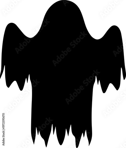 Spooky Black Ghost Silhouette Vector Illustration for Halloween Design