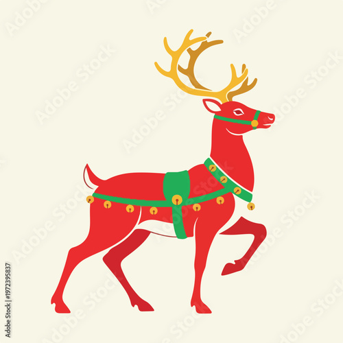 Red Deer with Christmas Antlers Decoration.