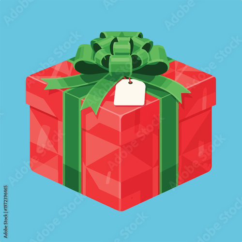 Red gift box with green ribbon 3.