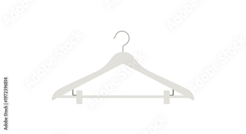 Minimalist Clothes Hanger with Clips Isolated on White Background