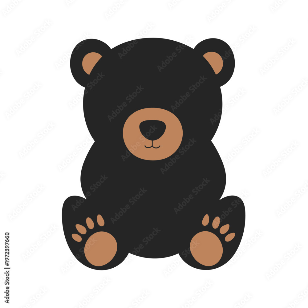 Naklejka premium A cartoon bear sitting with its paws out. It has a round face with tan ears and muzzle