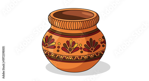 Decorative Clay Pot with Traditional Ethnic Patterns
