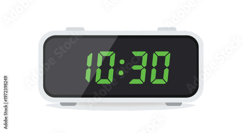 Digital alarm clock showing 10:30 time isolated on white background