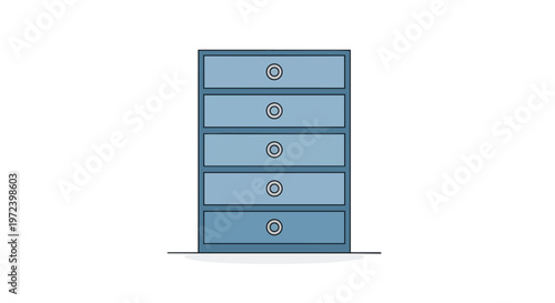 Minimalist Blue Five Drawer Chest Illustration