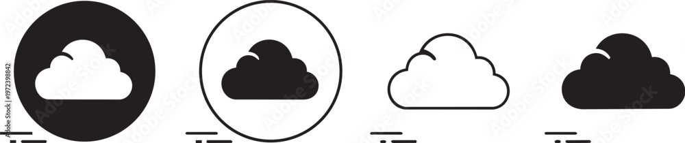 Fototapeta premium A set of cloud icons in different styles and colors