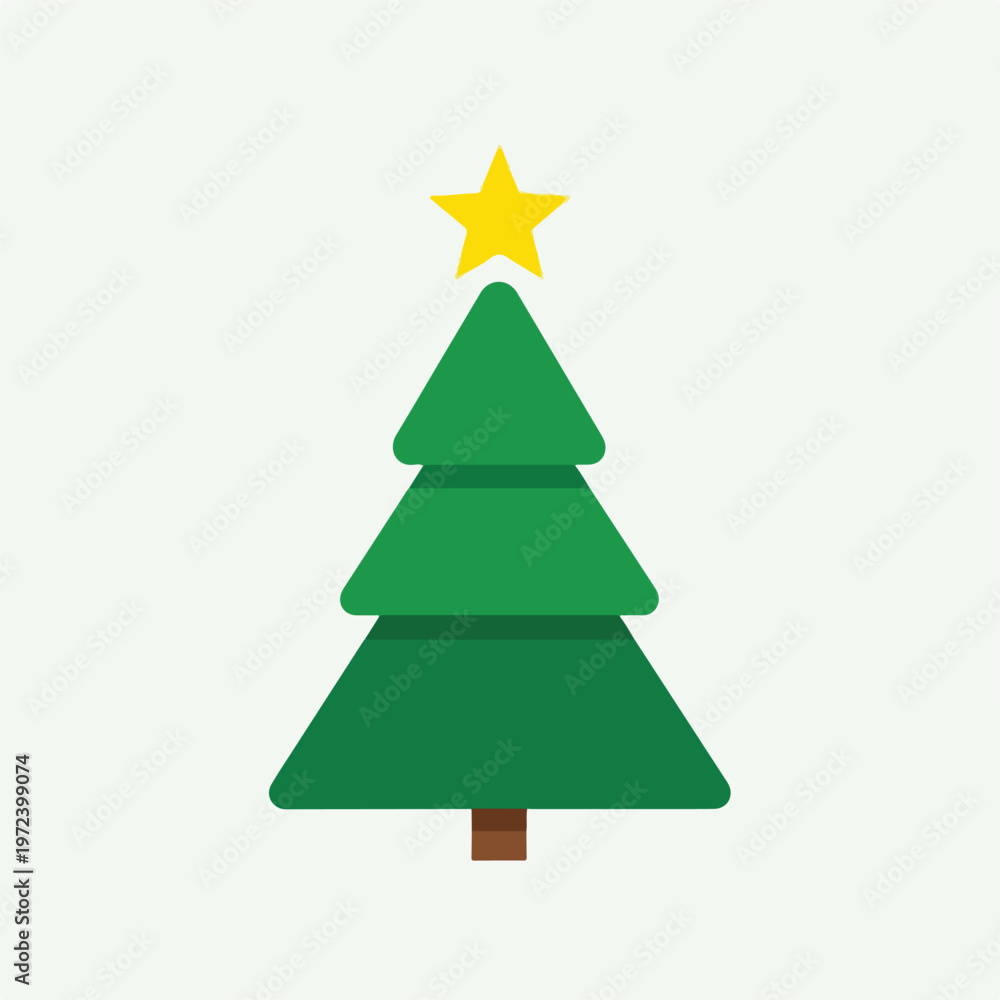 Fototapeta premium Green Christmas Tree with Yellow Star.