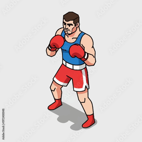 A cartoon man wearing boxing gloves.