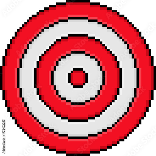 Pixel art archery target bullseye red and white circles icon