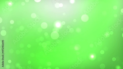 Green Bokeh Particles Abstract Background. Soft Lime Light Blur Animation.