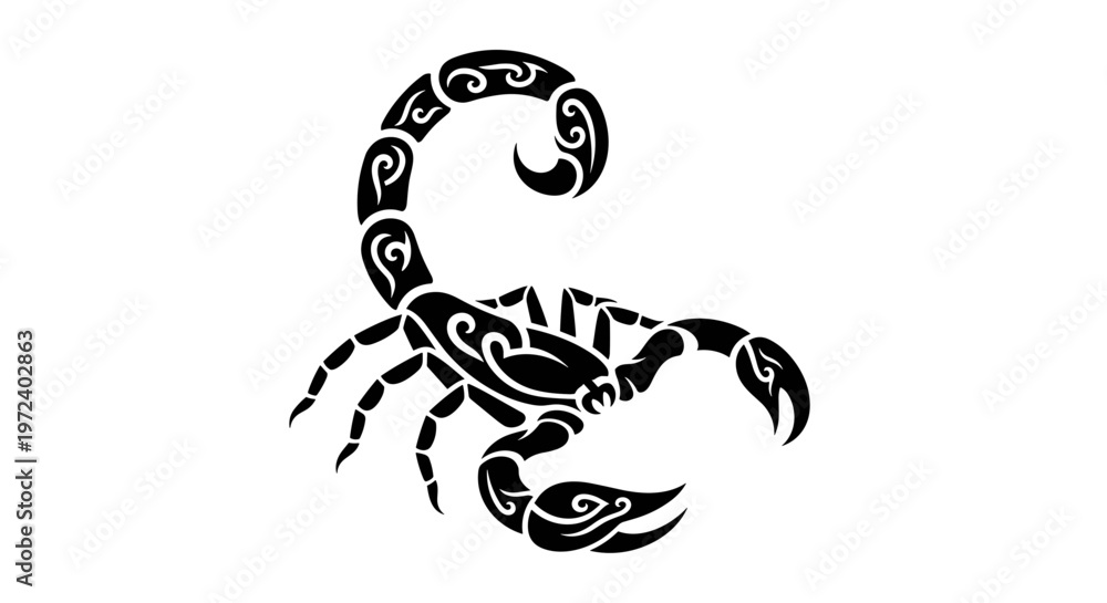 Fototapeta premium Black Scorpion Tribal Tattoo Design.