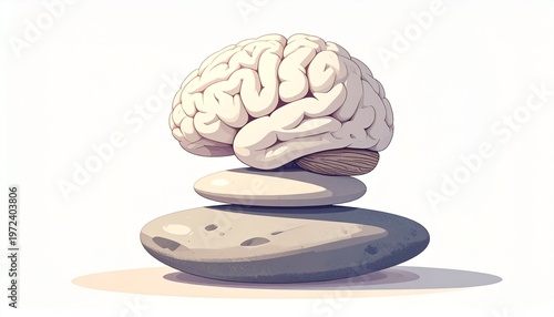 Minimalist Zen Concept of Mental Harmony and Psychological Wellness
