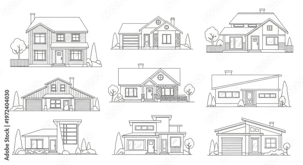 Fototapeta premium House Architectural Line Drawings.