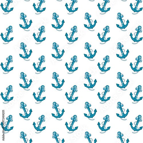 Ship anchors on a white background.Vector seamless pattern with ship anchors on a white background.