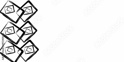 Hand-drawn abstract rectangular box. Square box background with overlapping corners for a frame.	