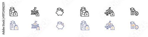 Education Savings and Financial Aid Icon Set