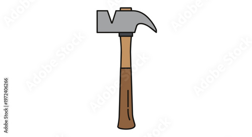 Illustration of a carpenter hammer with wooden handle on white background