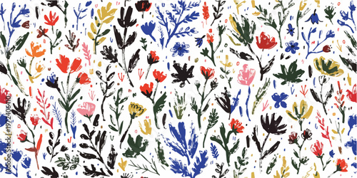 Subtle wildflower design with scattered blossoms and airy negative space