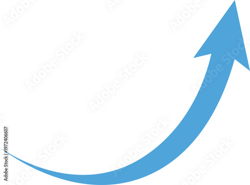Blue growth arrow icon curved minimalist style Free Download Blue growth arrow icon curved minimalist style - GFXLoad