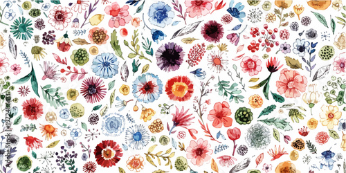 Delicate wildflower pattern blooming softly across a light, airy background