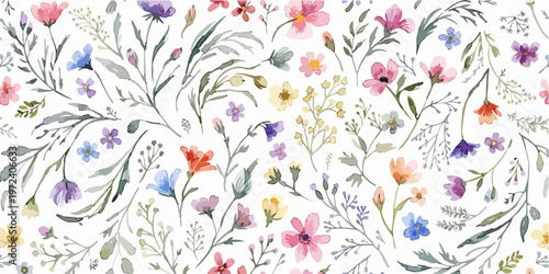 Subtle nature-inspired pattern featuring small blooms and organic leafy shapes