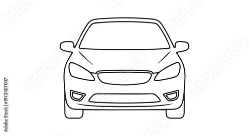 Front view outline of a modern sedan car