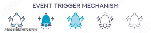 Event Trigger Mechanism Element For Design Graphic - Multi Styles. Vector Illustration Of Two Colored And Black. Multiple Icons Designs Can Be Used For Mobile, Ui, Web 