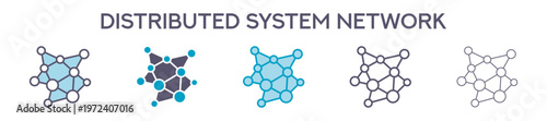 Distributed System Network Element For Design Graphic - Multi Styles. Vector Illustration Of Two Colored And Black. Multiple Icons Designs Can Be Used For Mobile, Ui, Web 