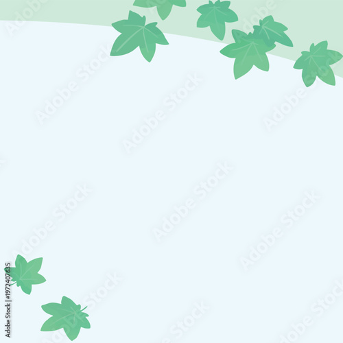 かわいい青紅葉の正方形背景ベクター｜初夏の和風デザイン素材（SNS・投稿・コピースペース）