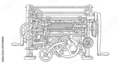 Industrial Machine Gears Mechanics.