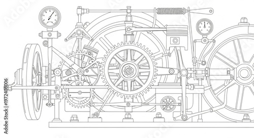 Industrial Machine Gears Mechanics.