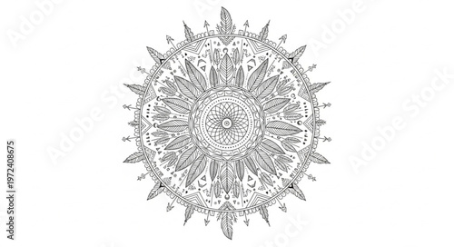 Intricate Black and White Mandala.