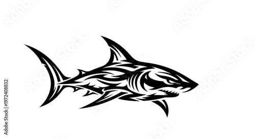 Tribal Shark Tattoo Design, Fierce Marine Predator Silhouette