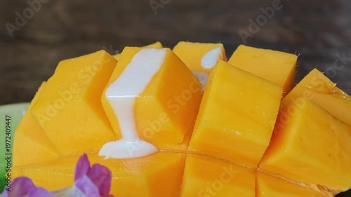 Mango sticky rice, Thai dessert.