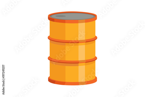 Oil barrel standing isolated metal cylindrical drum on white background
