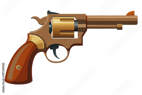 Revolver handgun shown resting isolated on white background