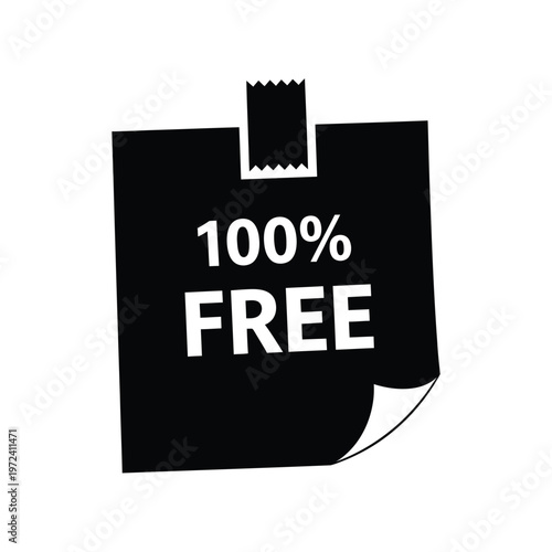 A black silhouette of a paper with the words 100 free prominently displayed in white lettering