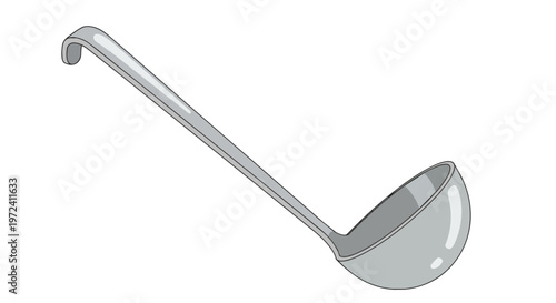 Simple Vector Illustration of a Metal Soup Ladle