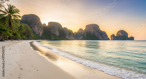 Beachfront landscape sunset