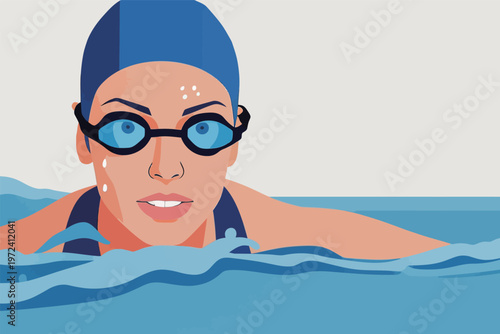 Swimmer prepares for competition in a pool during a training session focusing on technique and speed