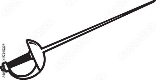 Fencing sword, foil sword, epee illustration, sword vector, fencing equipment