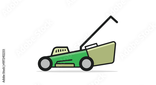Green Lawn Mower Vector Illustration for Gardening and Landscaping Concepts