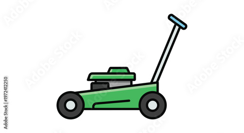 Simple Green Lawn Mower Icon Illustration