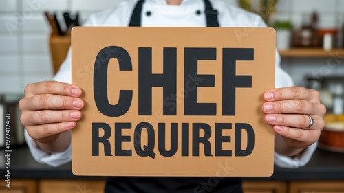 Chef Required Sign Restaurant Job Hiring Culinary Career Recruitment and Hospitality Industry Concept
