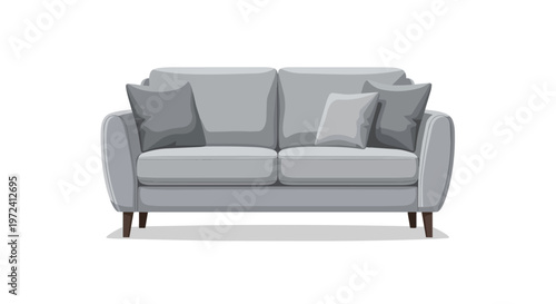 Modern Minimalist Grey Two Seater Sofa Illustration