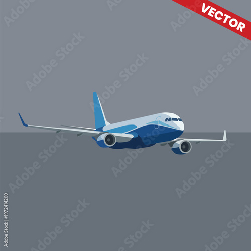 Realistic Commercial Jet Airplane Vector Illustration Perspective View Flying for International Travel Global Logistics Aviation Business and Air Transportation Marketing Campaign Materials