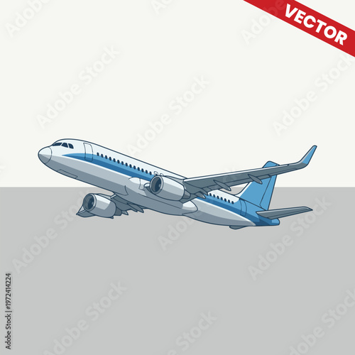 Side View Passenger Plane Vector Graphic Illustration of Commercial Jet Aircraft Landing or Taking Off for Aviation Industry Travel Agency Advertising and Corporate Branding Visual Assets
